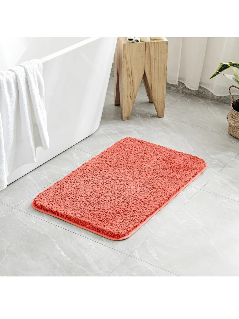 🆕 Coral Plush Bath Mat - Soft Non-Slip Bathroom Rug Miulee